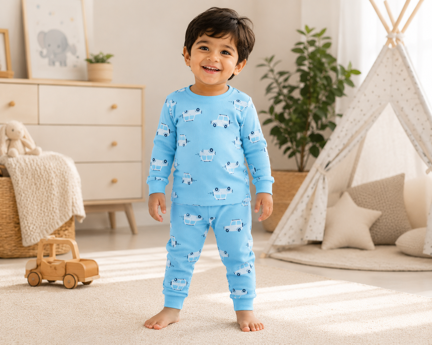 Sky Ride Kids Cotton Pajama Set – Soft Full Sleeve