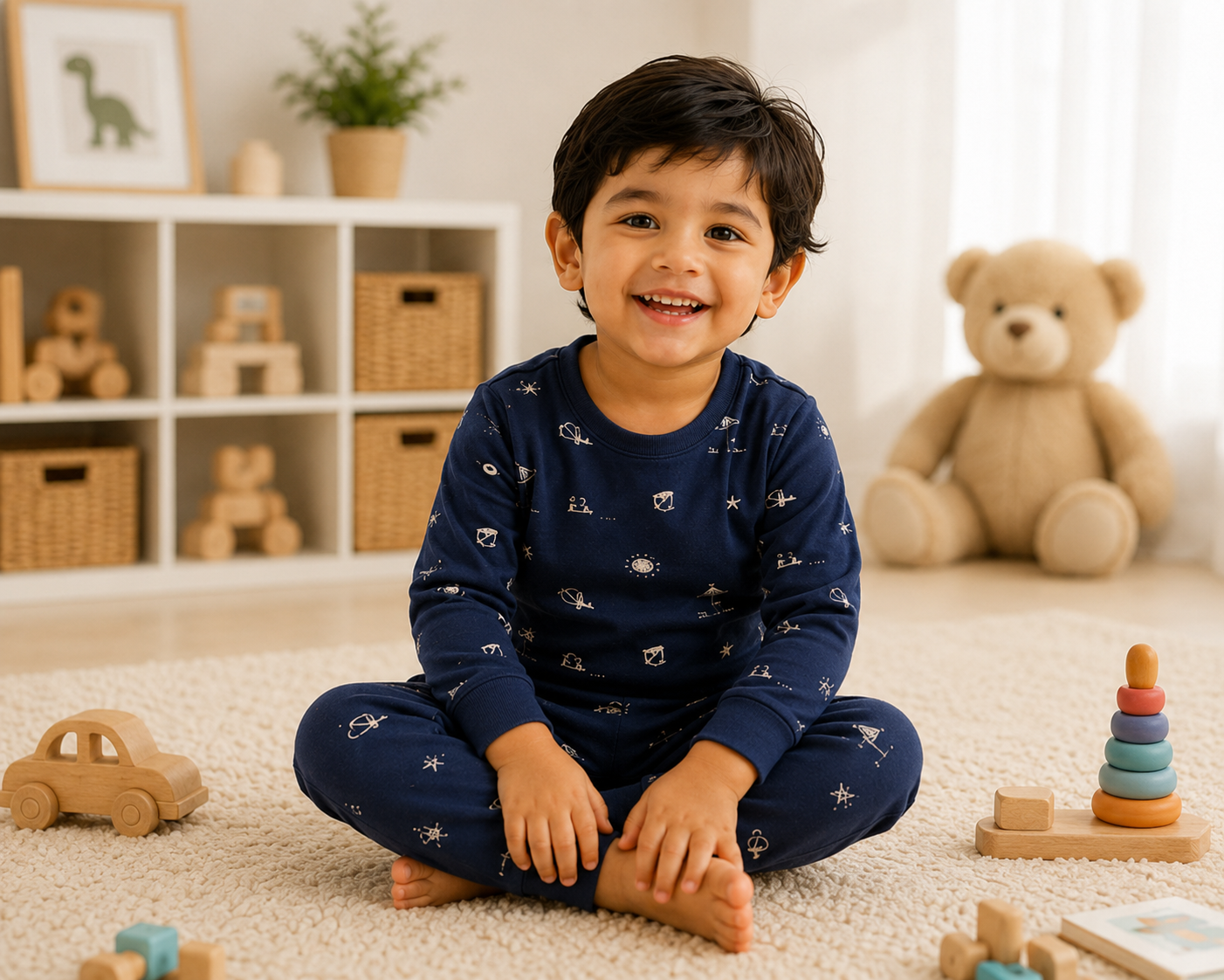 Little Explorer Cotton Kids Night Suit Set - Image 4